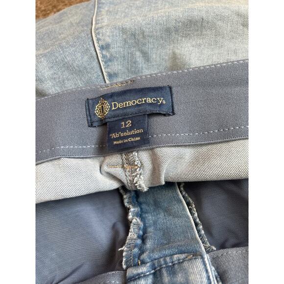 Democracy AB Technology jean denim shorts stretch front hip pockets raw hem S 12 - Picture 4 of 9